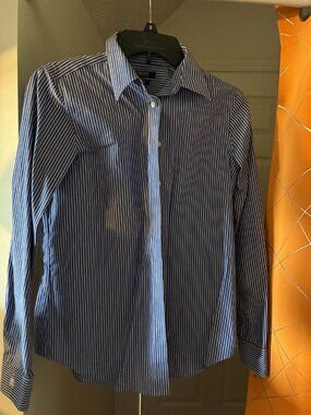Blue Stripe Long Sleeved Collared Button Down Shirt - S
